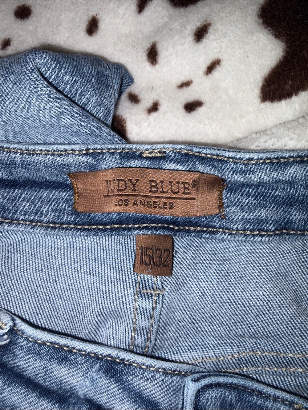 Judy Blue Faded Light Blue Denim Jeans with Leather Logo Patch